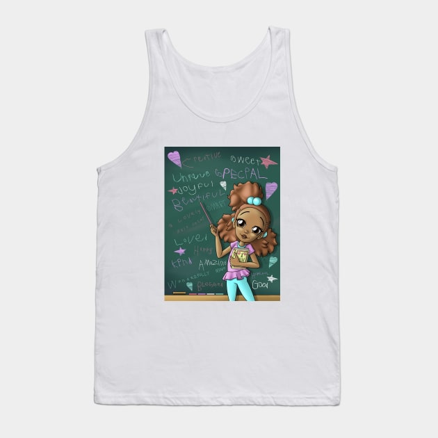 African American Girl Light Brown and Positive Words Tank Top by treasured-gift